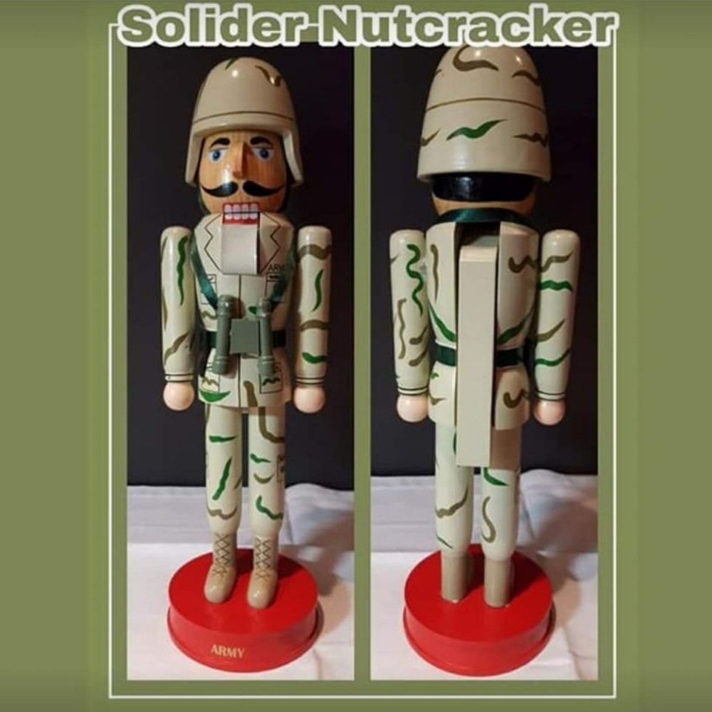 Nutcracker~14" Wooden "Army Strong" with Painted Military Fatigues & Boots~NEW